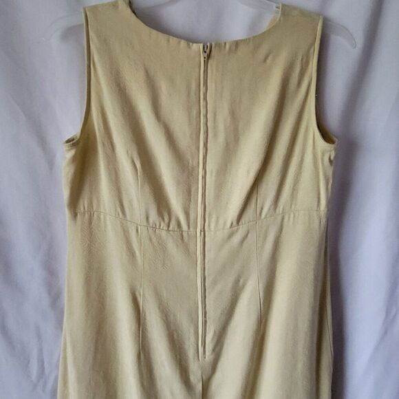 Sag Harbor Pencil Dress Yellow Rayon blend 12P Jacquard Zip sleeveless Retro EUC - Picture 10 of 15